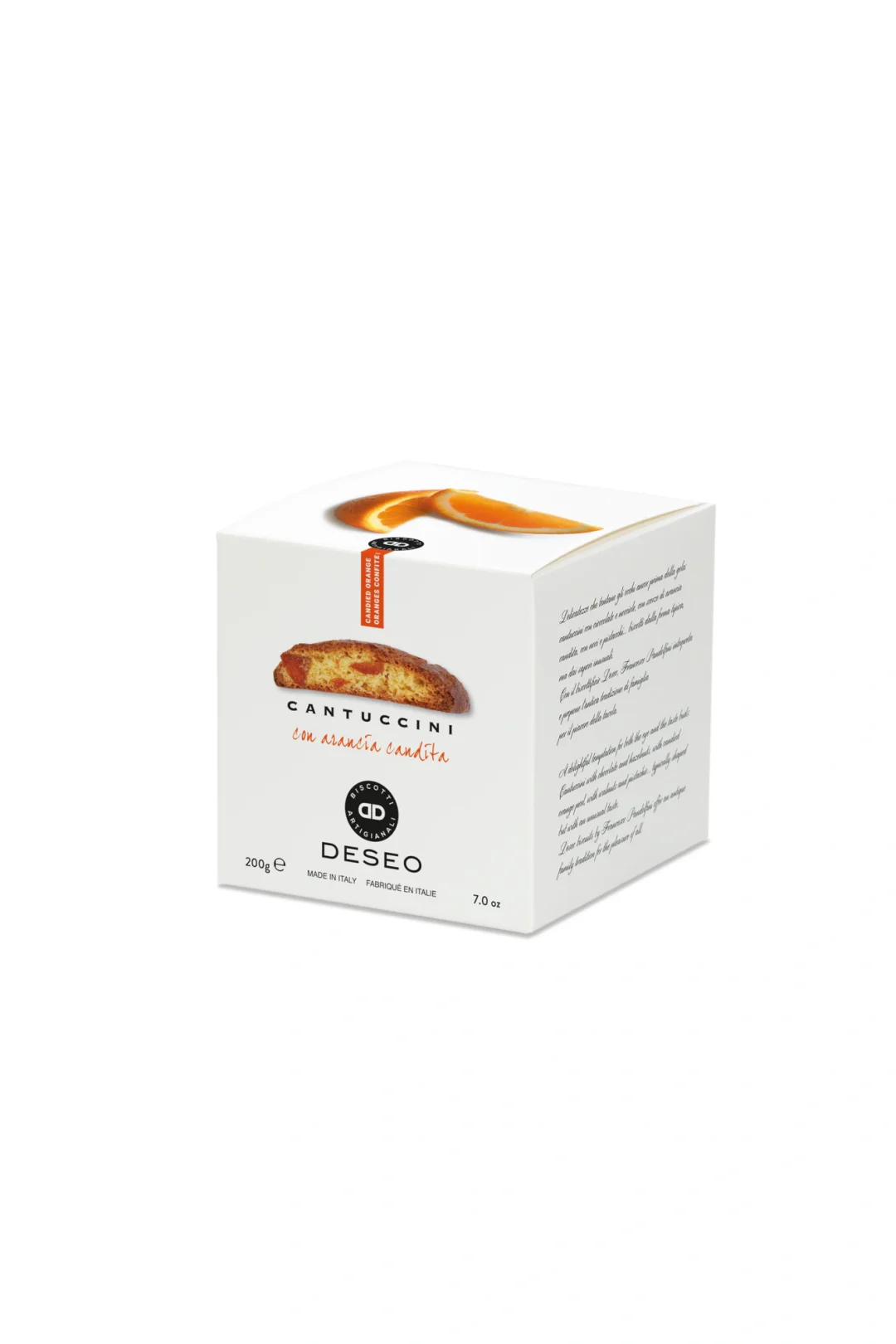 Cantuccini cepumi ar sukādētu apelsīnu Deseo 200g